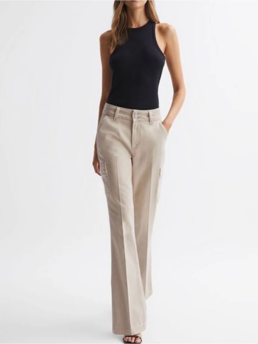 PAIGE Dion 32” Cargo Flare Pants vinage warm sand size 31